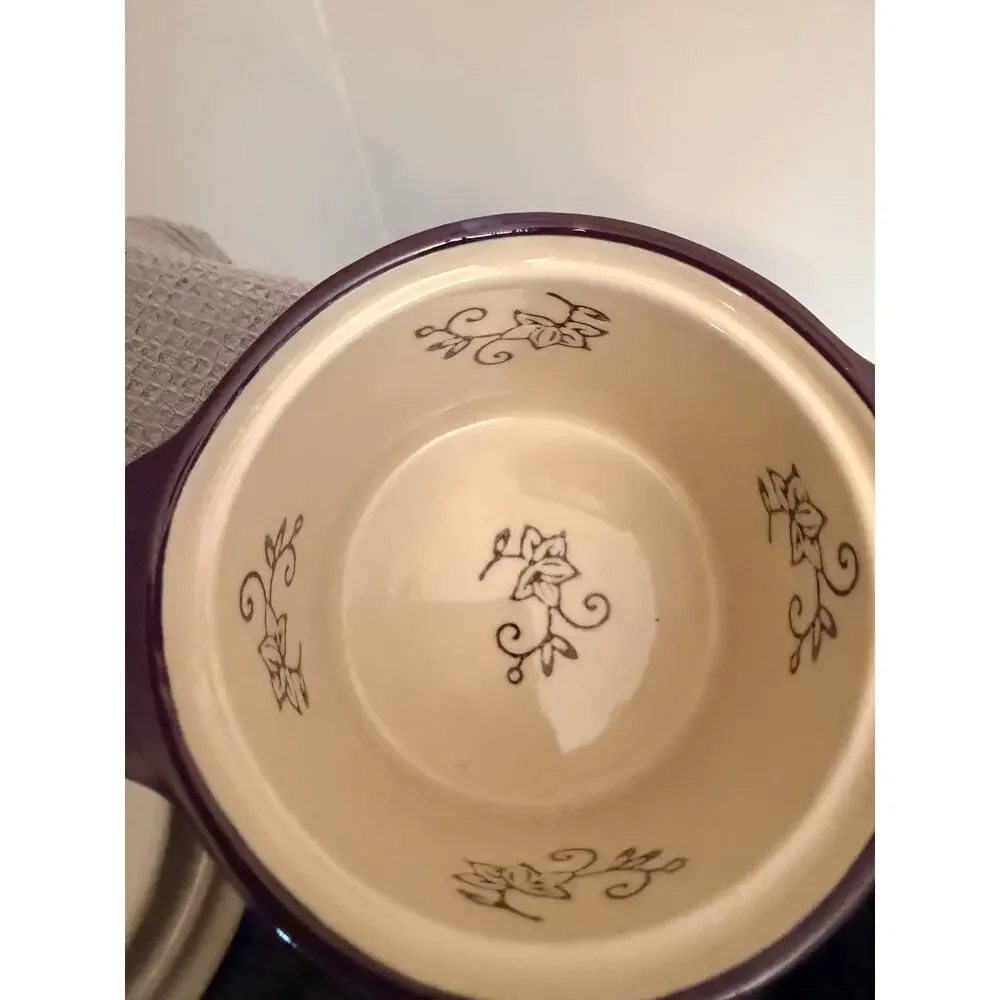 NewTemp-tations Set Of 3 Floral Lace Mini Pot Crock Covered Ramekin W/ Lids 8 oz
